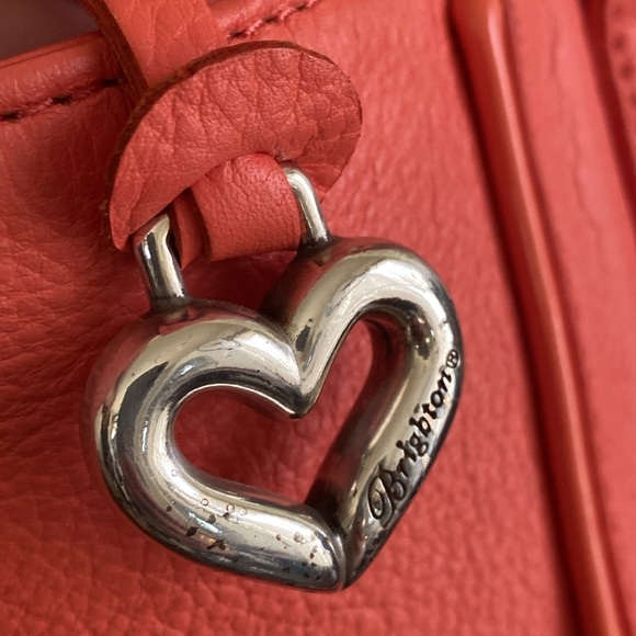 BRIGHTON “PAULINA” CORAL MELON 💯% GENUINE PEBBLED LEATHER SHOULDER TOTE BAG EUC - Picture 8 of 17